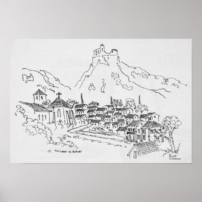 Pôster Santo-Guilhem-Le-Desert, França (Frente)