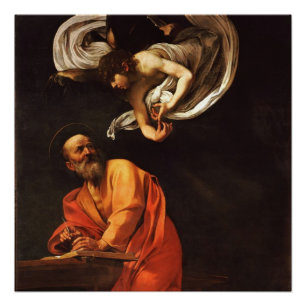 Pôster Santo Inspirador Matthew Caravaggio pintura