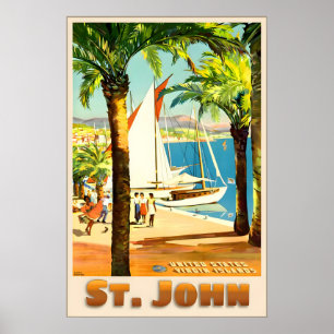 Poster Santo João Ilhas Virgens Americanas Cartaz de Viag