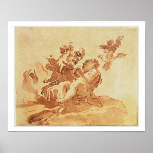 Pôster Santo Joseph a adorar a Criança Cristo (caneta, ti (Frente)