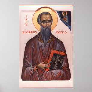 Poster Santo Kentigern Primeiro Bispo de Glasgow Ícone Im