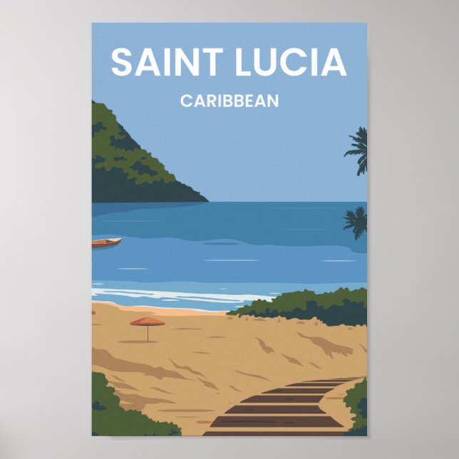 Poster Santo Lucia Caribe Viagem Place Ilustração (Frente)