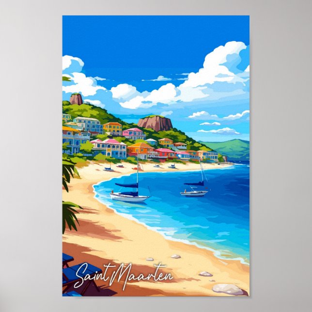 Poster Santo Maarten viagens vintage (Frente)