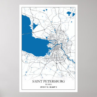 Poster Santo Petersburg Rússia City Map Viagem Simple
