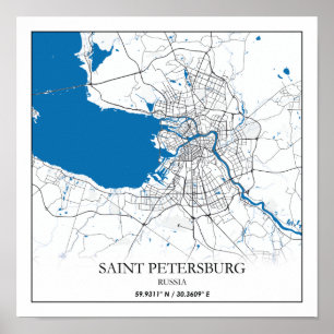 Poster Santo Petersburg Rússia City Map Viagem Simple