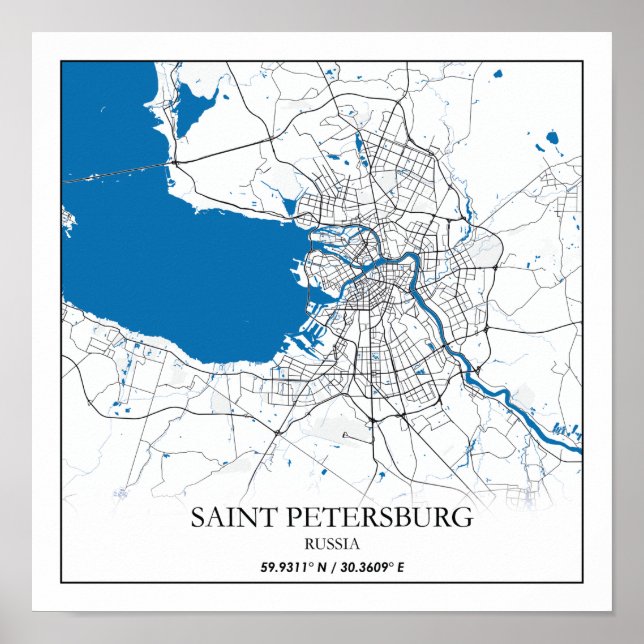 Poster Santo Petersburg Rússia City Map Viagem Simple (Frente)