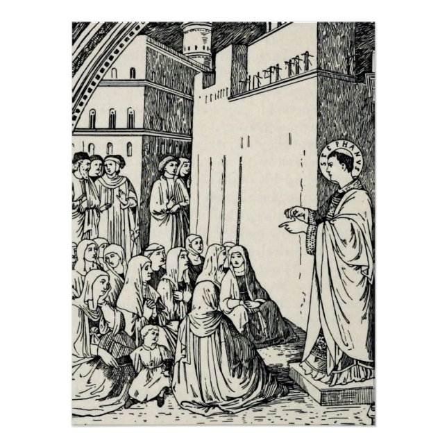 Pôster Santo Stephen Preaching por Fra Angélico (Frente)
