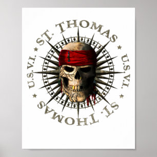 Poster Santo Thomas USVI Pirate Skull