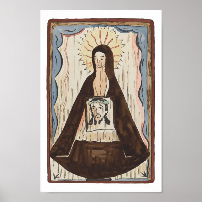 Poster Santo Veronica Jesus encara pintura de arte antiga (Frente)