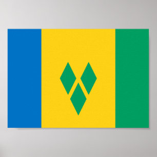 Pôster Santo Vincent e bandeira das Granadinas