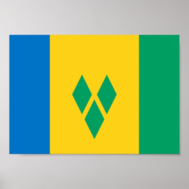 Pôster Santo Vincent e bandeira das Granadinas (Frente)