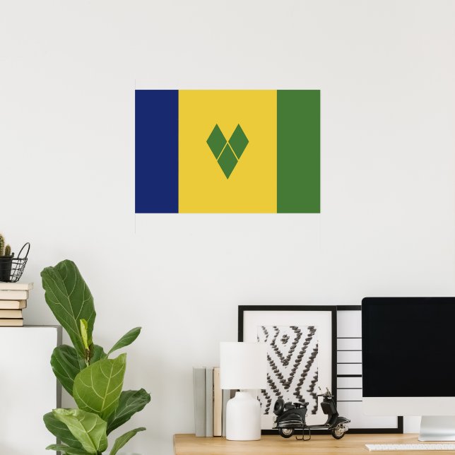Poster Santo Vincent e bandeira das Granadinas (Escritório em casa)