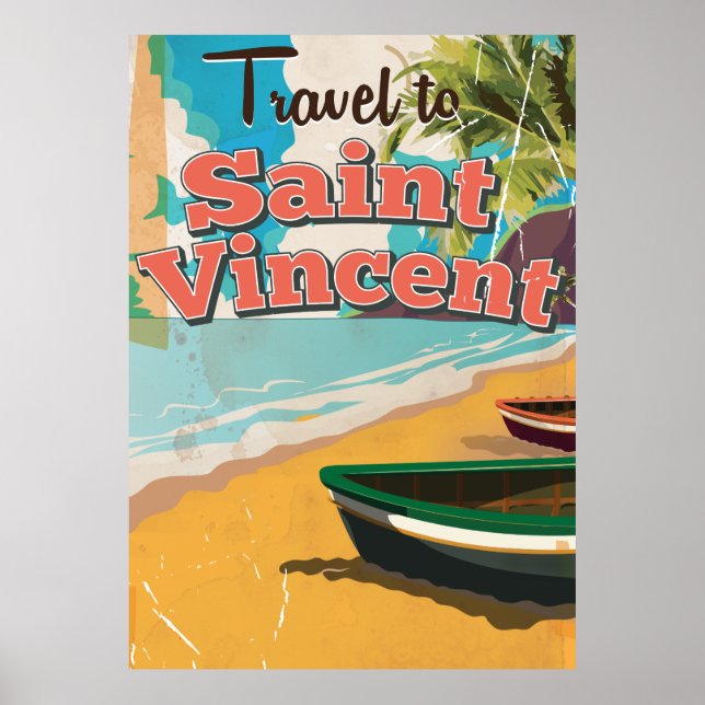 Pôster Santo Vincent viagens vintage. (Frente)
