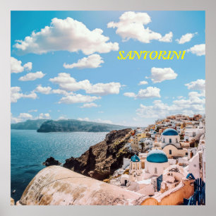 Poster Santorini, Grécia Beach House