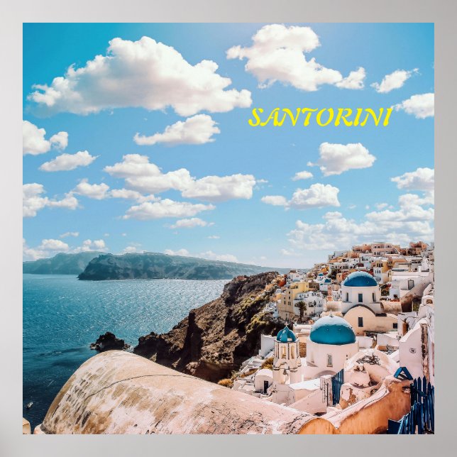 Poster Santorini, Grécia Beach House (Frente)