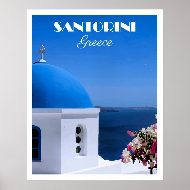 Poster Santorini, Greece travel poster,  (Frente)