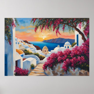 Poster Santorini Sunset Bliss