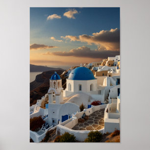Poster Santorini - Viagens Antigas