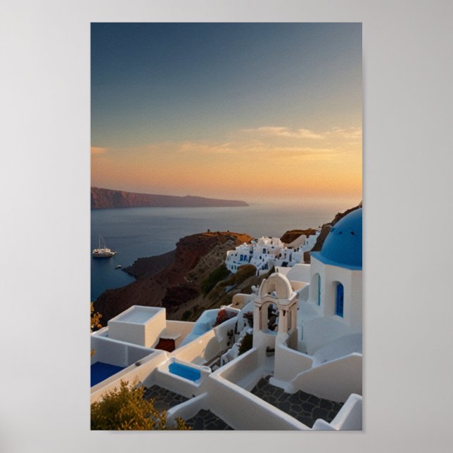 Poster Santorini - Viagens Antigas (Frente)