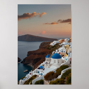 Poster Santorini - Viagens vintage
