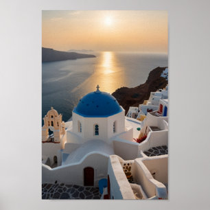 Poster Santorini - Viagens vintage
