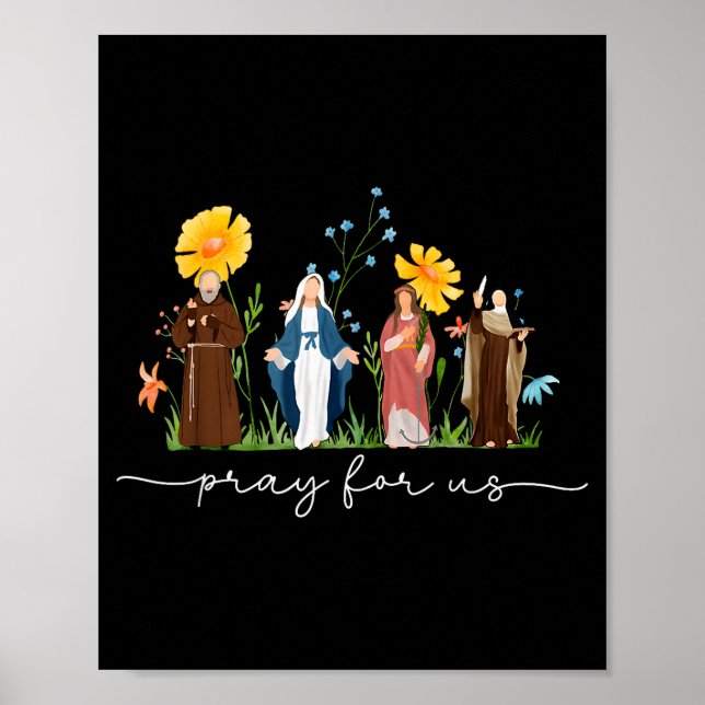 Poster Santos Católicos Flores Mulheres Religiosos Homens (Frente)