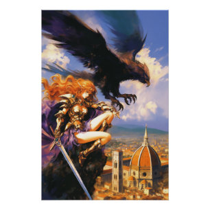 Pôster Santuário do Cavaleiro Griffin Fantasy Florence