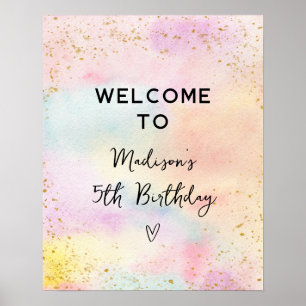 Poster Santuário Dourado do Pastel Rainbow minimalista