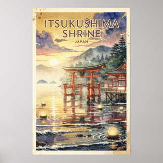 Poster Santuário Itsukushima Japão Viagem Vintage