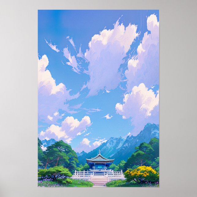 Poster Santuário japonês sob um céu de verão (Frente)