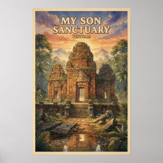 Poster Santuário My Son Vietnam Viagem Vintage