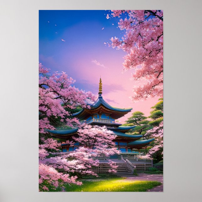 Poster Santuário Sakura, Templo Tradicional (Frente)
