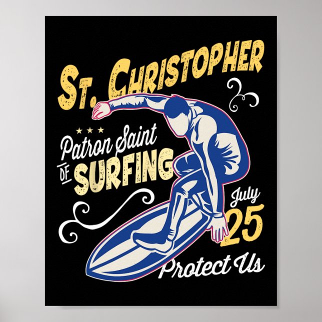 Poster São Cristóvão Surf Padroeiro do Surf Cat (Frente)