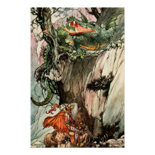 Pôster São Jorge e o Dragão por Charles Folkard