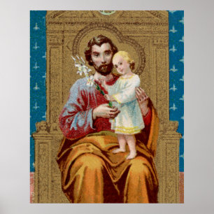 Poster São José entronizado com o Menino Cristo