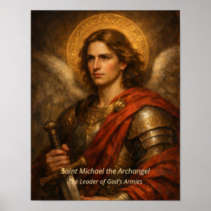 Poster São Miguel Arcanjo com Armadura e Espada