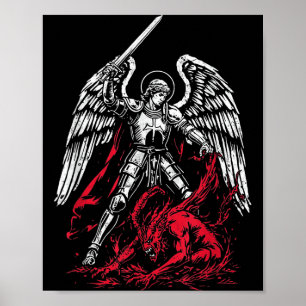 Poster São Miguel Arcanjo Derrota Satanás Católico 