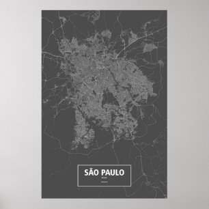 Poster São Paulo, Brasil (branco sobre preto)
