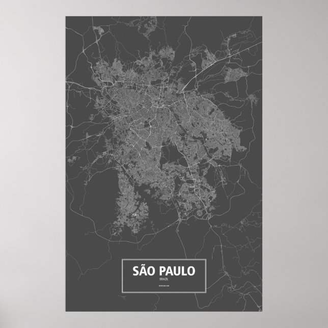 Poster São Paulo, Brasil (branco sobre preto) (Frente)