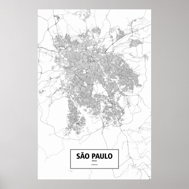 Pôster São Paulo, Brasil (preto no branco) (Frente)