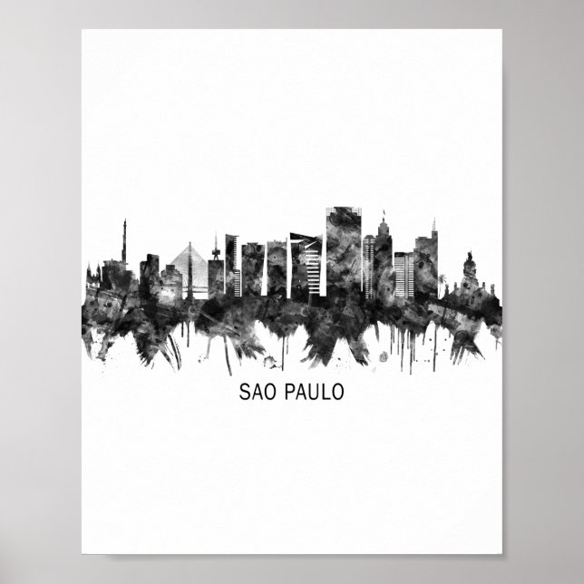 Poster São Paulo Brasil Skyline BW (Frente)