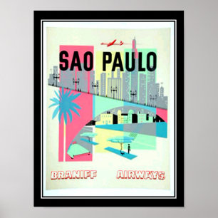 Pôster São Paulo Brasil Viagem Cartaz Vintage