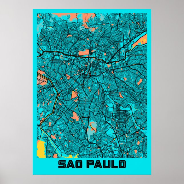 Poster São Paulo - Mapa da Cidade de Gloria do Brasil (Frente)