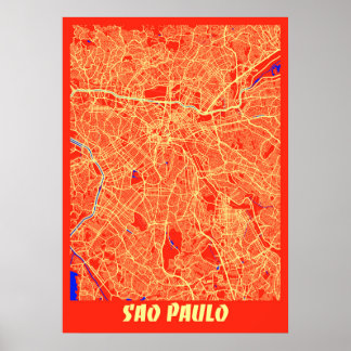 Poster São Paulo - Mapa da Cidade Retroativa do Brasil