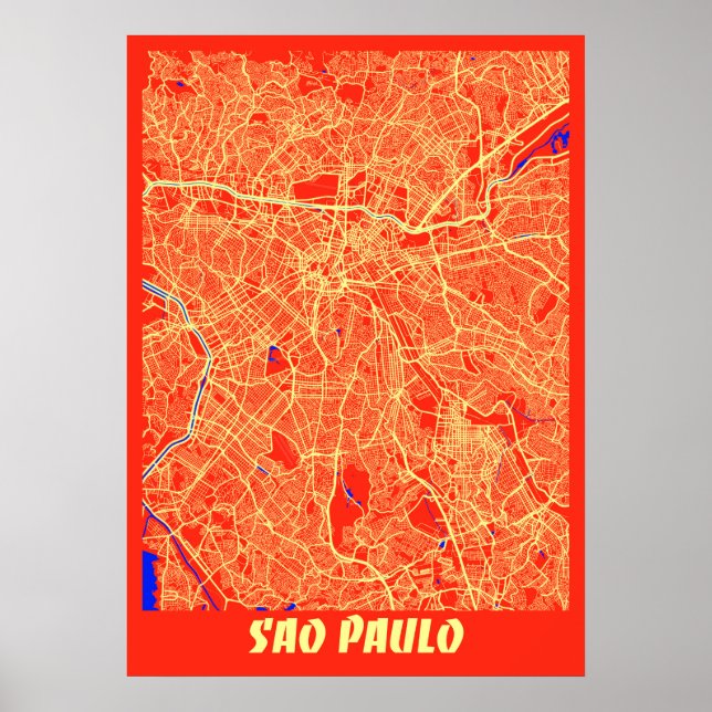 Poster São Paulo - Mapa da Cidade Retroativa do Brasil (Frente)