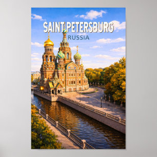 Poster São Petersburgo Ilustração Arte Viagens Rússia