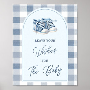 Poster Sapatos Azuis de Bebê Botinhas Xadrez Deixe Seus D
