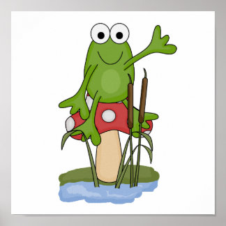 Poster sapo bobo sentado em cogumelo