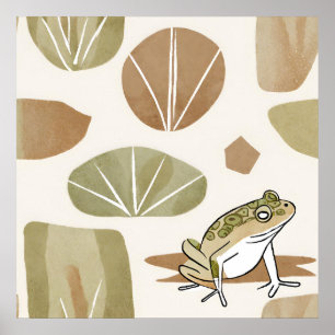 Poster Sapo Boho Lotus Leaf Estilo de Arte Botânica Moder