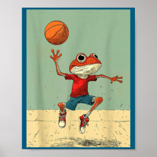 Poster Sapo Bonito Bonito Animal Basquete Divertido
